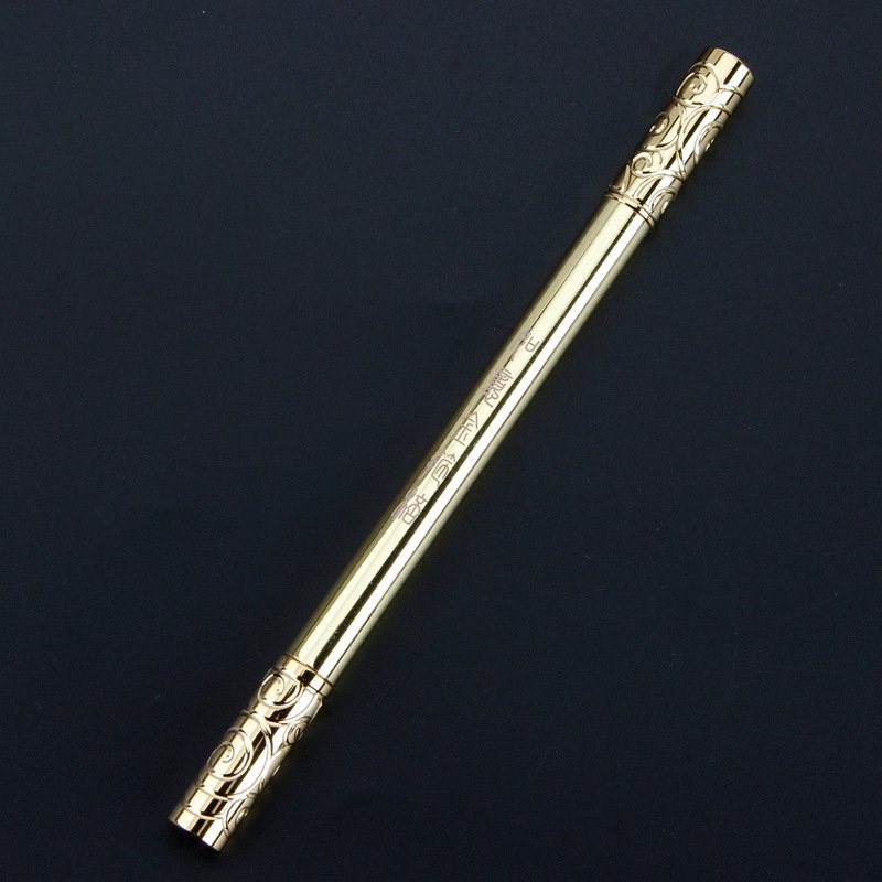 Business Gift Logo Plated Brass Golden Cudgel Roller Ball Pen 1.0mm Metal Writing Width