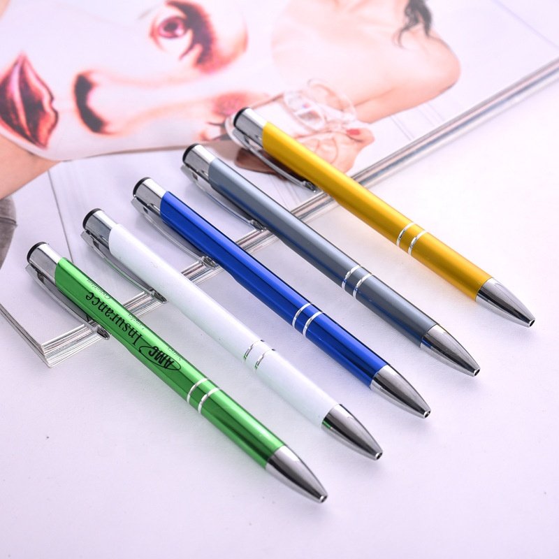 Q-c22 Luxury Promotional branded custom logo club design rollerball pen retractable gift aluminum metal ballpoint pen