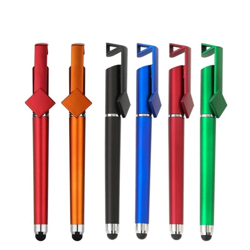 Customized Multifunction Touch Screen Pens Mobile Phone Stand Holder Stylus Pen QR Code Ballpoint Pens