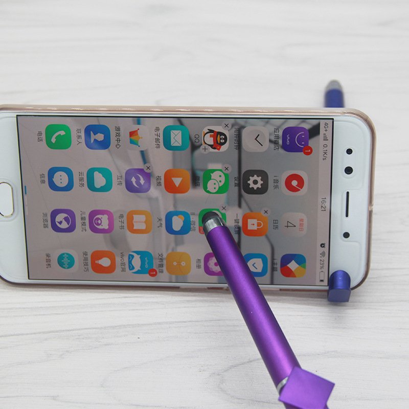 Customized Multifunction Touch Screen Pens Mobile Phone Stand Holder Stylus Pen QR Code Ballpoint Pens
