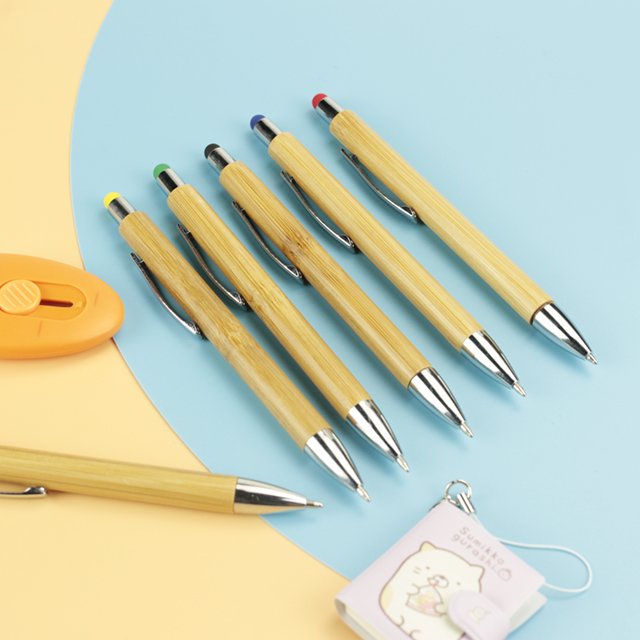 Customization Writing Student Advertising Bamboo ABS Stationery Ball Point Ballpoint Pens