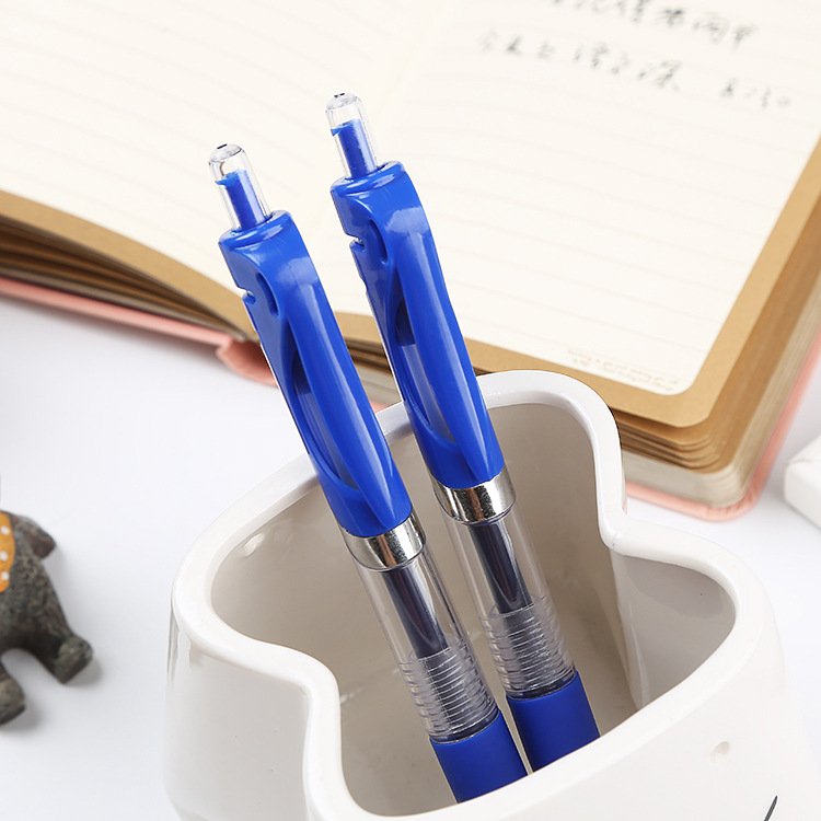 Press the gel pen plastic transparent water-based pen 0.5mm bullet head school office business signature pen