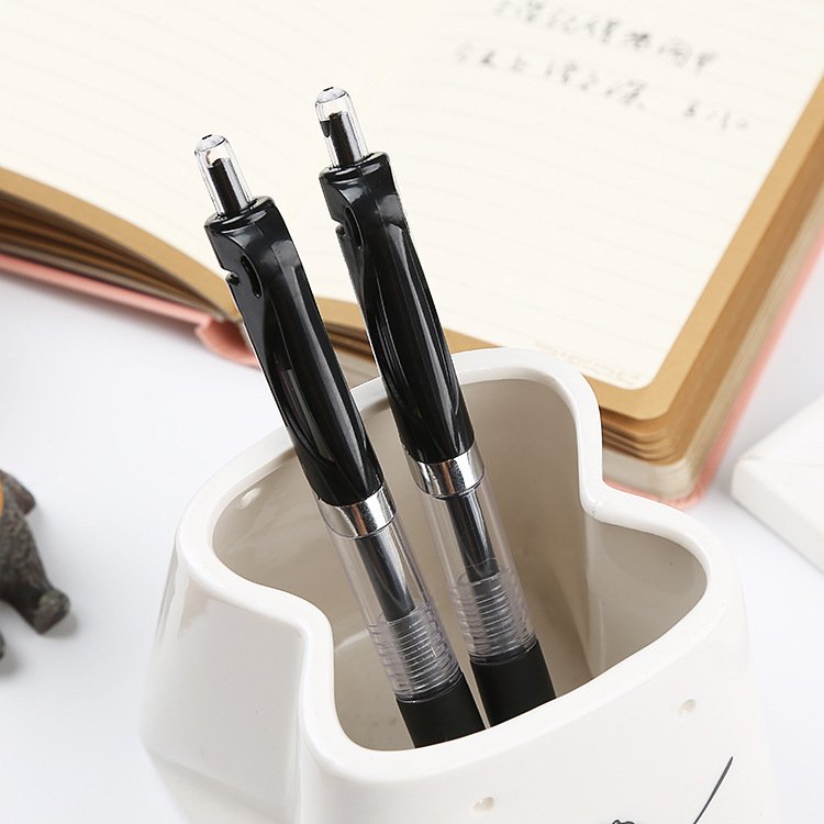 Press the gel pen plastic transparent water-based pen 0.5mm bullet head school office business signature pen