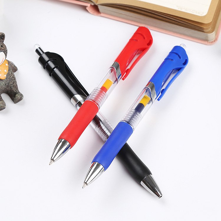 Press the gel pen plastic transparent water-based pen 0.5mm bullet head school office business signature pen