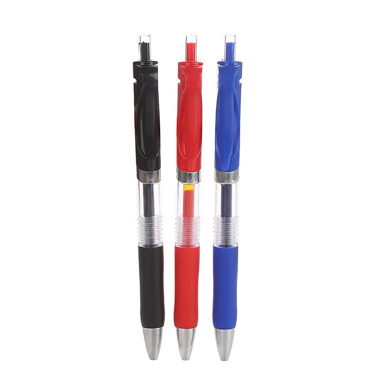 Press the gel pen plastic transparent water-based pen 0.5mm bullet head school office business signature pen