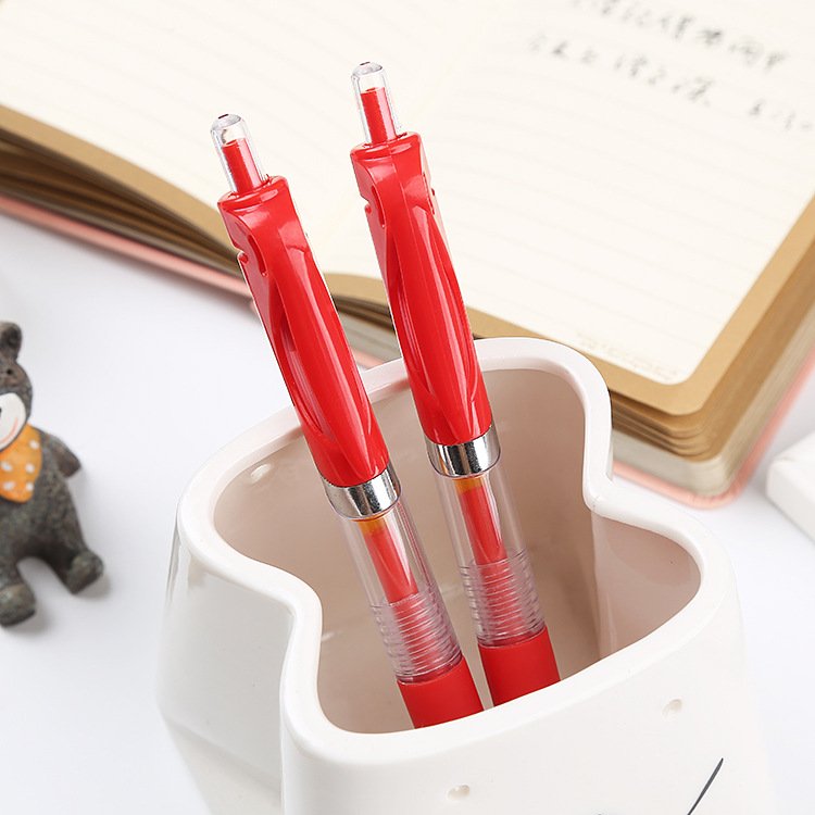 Press the gel pen plastic transparent water-based pen 0.5mm bullet head school office business signature pen