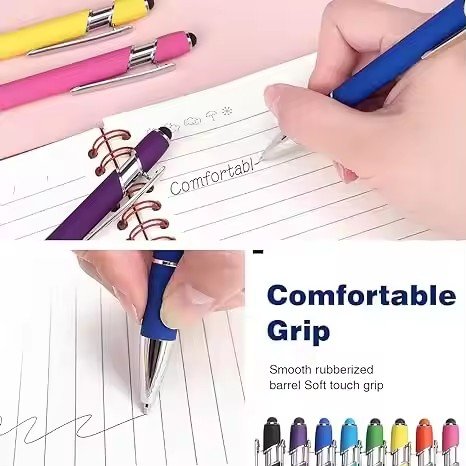 Promotional Custom 2 In 1 Capacitive Multi Function Metal Ball Pen Aluminum Screen Logo Engraved Stylus Pen Rose Gold Pen