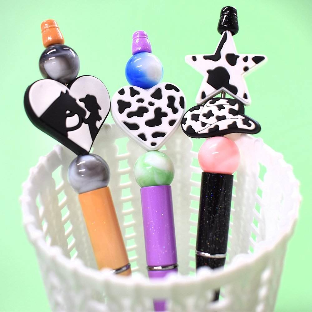 Diy Designer Custom Ballpoint Pen Charms Soft Material Focal Beads For Baby's Teeth Floral Theme Silicone Accessories