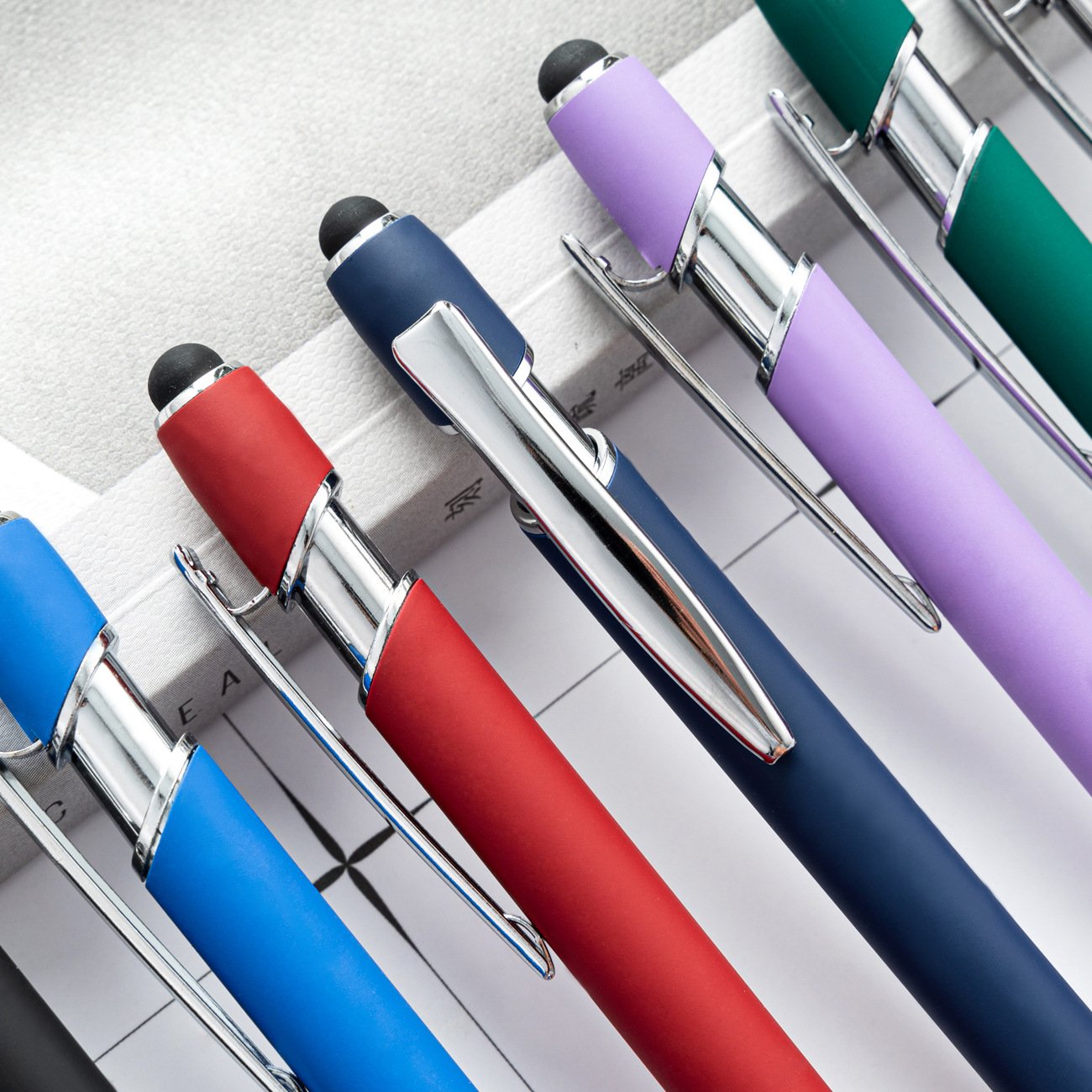 kawaii stationery multi-color advertising screen pen multi-function custom logo metal pen ball pen is suitable for school office