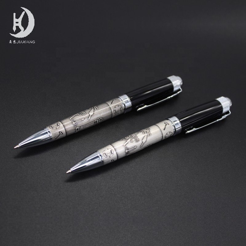 JX-A189 Masonic symbols ancient silver heavy weight masonic engraved writing ballpoint pen gift