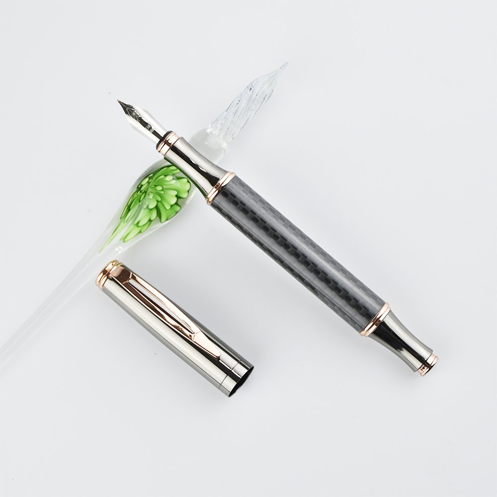 GemFully cool gadgets 2024 Best selling business calligraphy pens carbon fiber fountain pen with refillers
