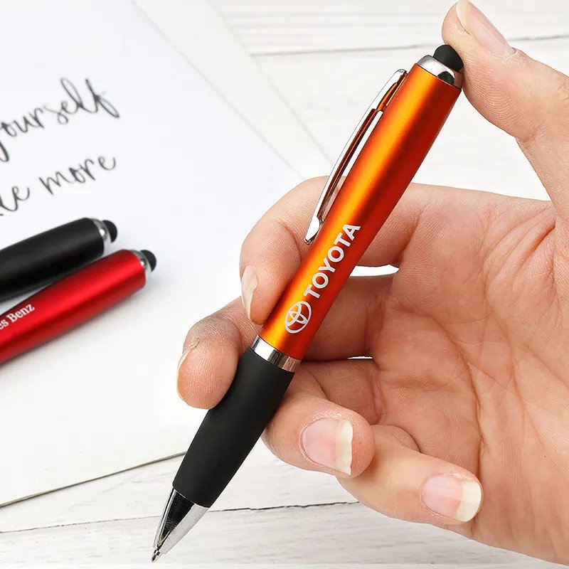 Customized promotional Touch Screen stylus pens Laser engraved Logo Light up Ball ballpoints custom logo engraved