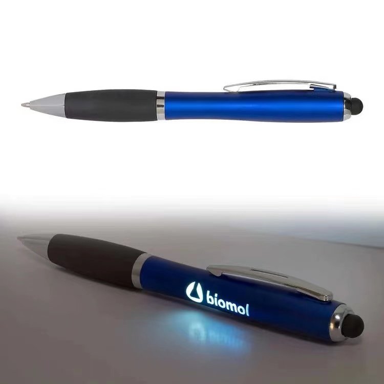 Customized promotional Touch Screen stylus pens Laser engraved Logo Light up Ball ballpoints custom logo engraved