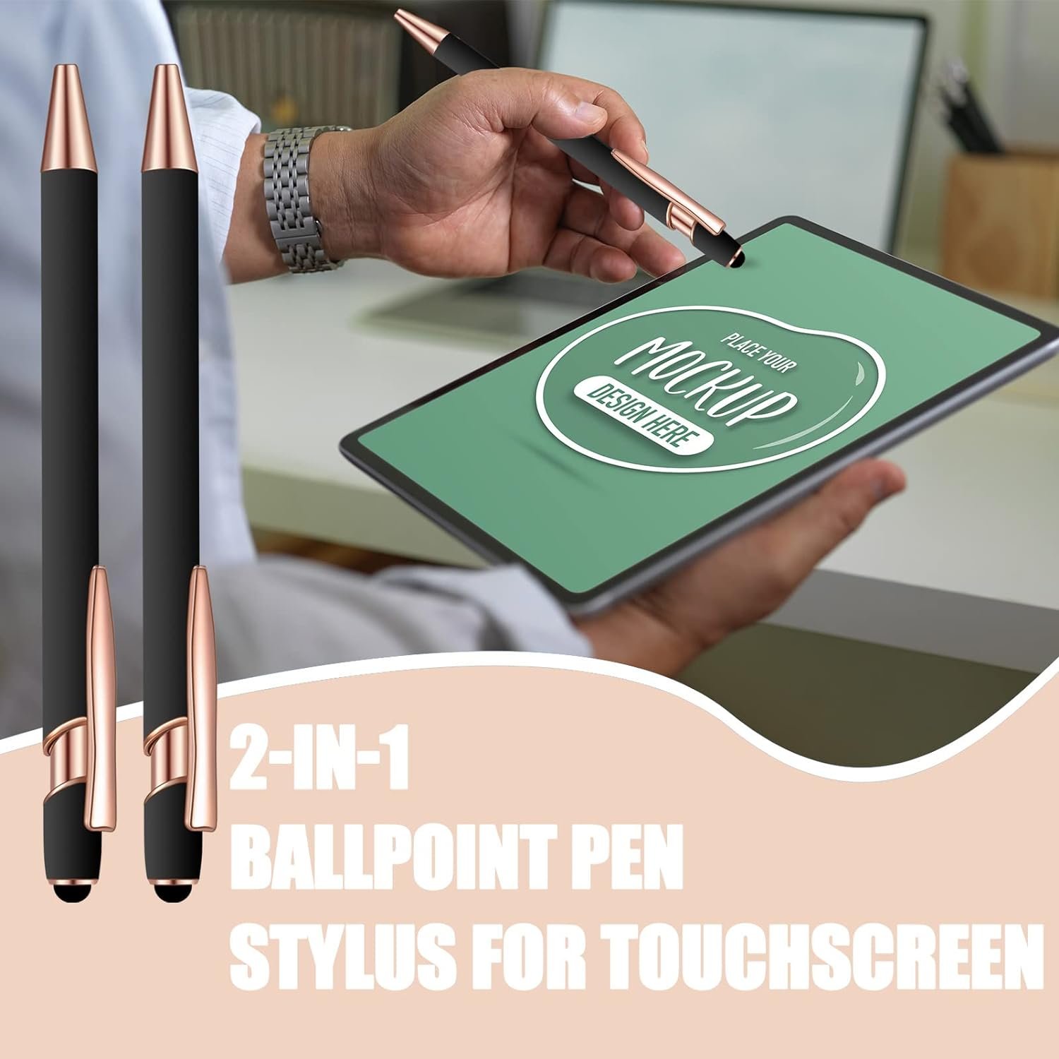 Luxury Branded Writing Personalized Aluminum Ballpoint Stylus Pen 2 in 1 Ballpen Stylus Screen Ballpoint Pen