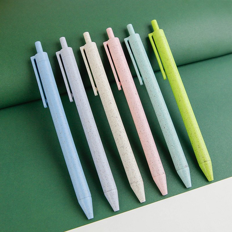 Wholesale Environmentally Friendly Biodegradable Wheat Straw Pen Press Ballpoint Pen Office Printing Logo