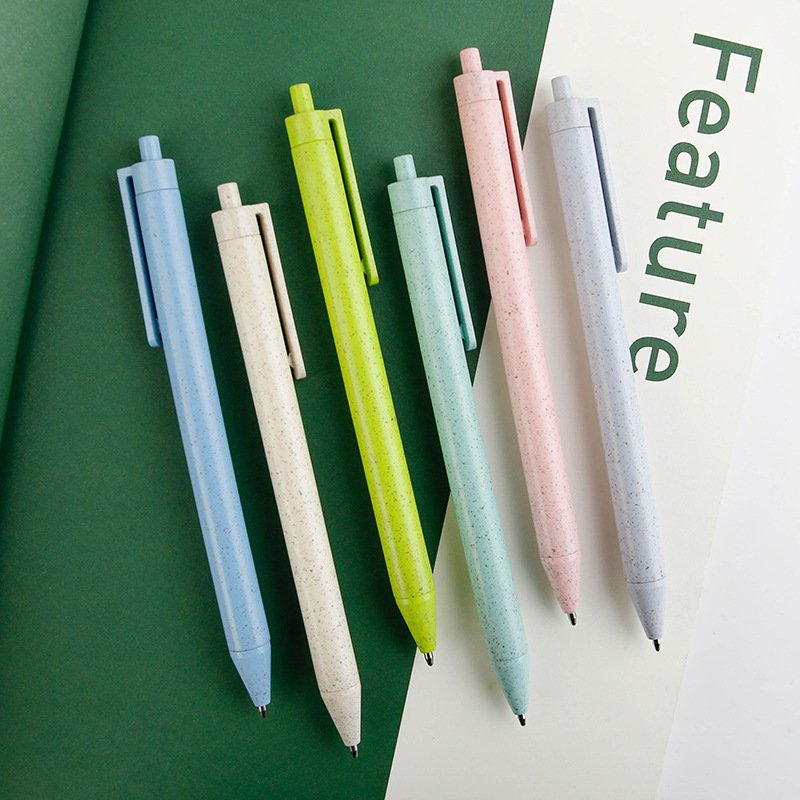Wholesale Environmentally Friendly Biodegradable Wheat Straw Pen Press Ballpoint Pen Office Printing Logo