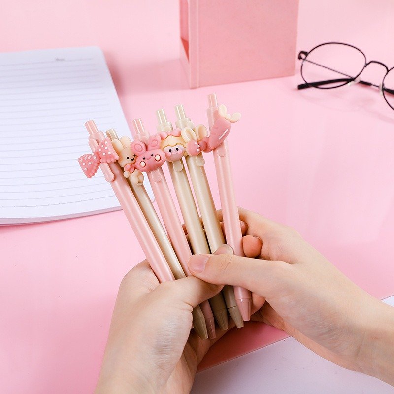 Cute Rabbit Girl Pen School Stationery Supplies 3D Cartoon Student Neutral Pen Office Ballpoint Pen Wholesale