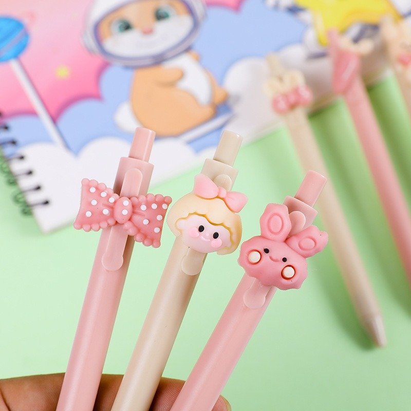 Cute Rabbit Girl Pen School Stationery Supplies 3D Cartoon Student Neutral Pen Office Ballpoint Pen Wholesale