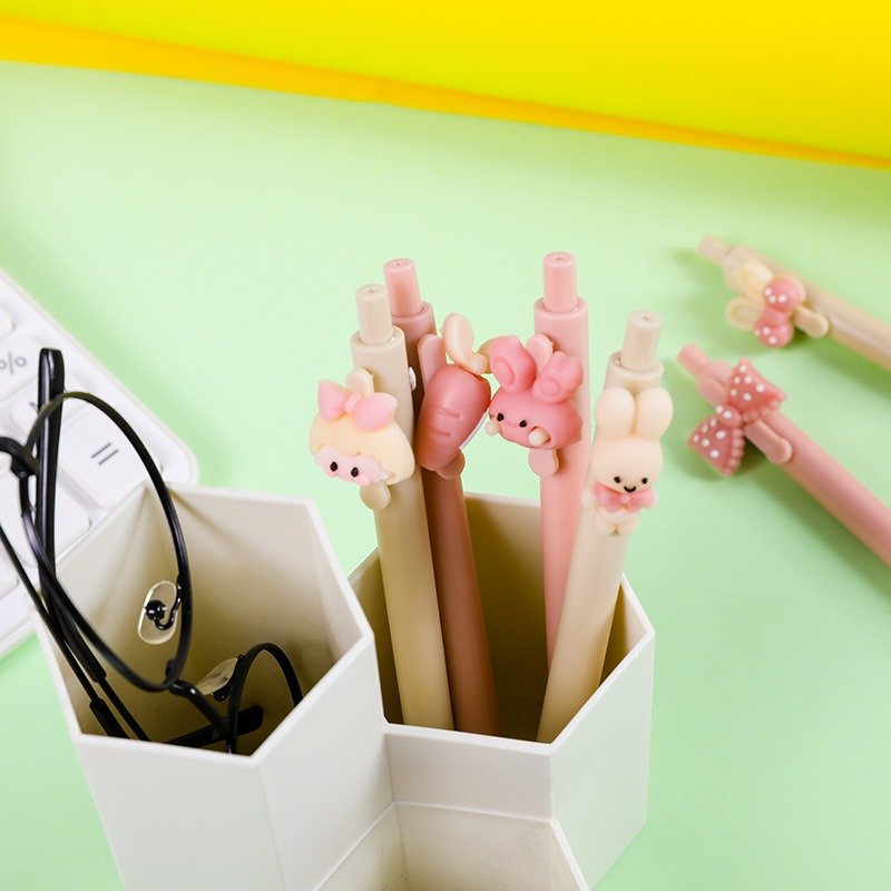 Cute Rabbit Girl Pen School Stationery Supplies 3D Cartoon Student Neutral Pen Office Ballpoint Pen Wholesale