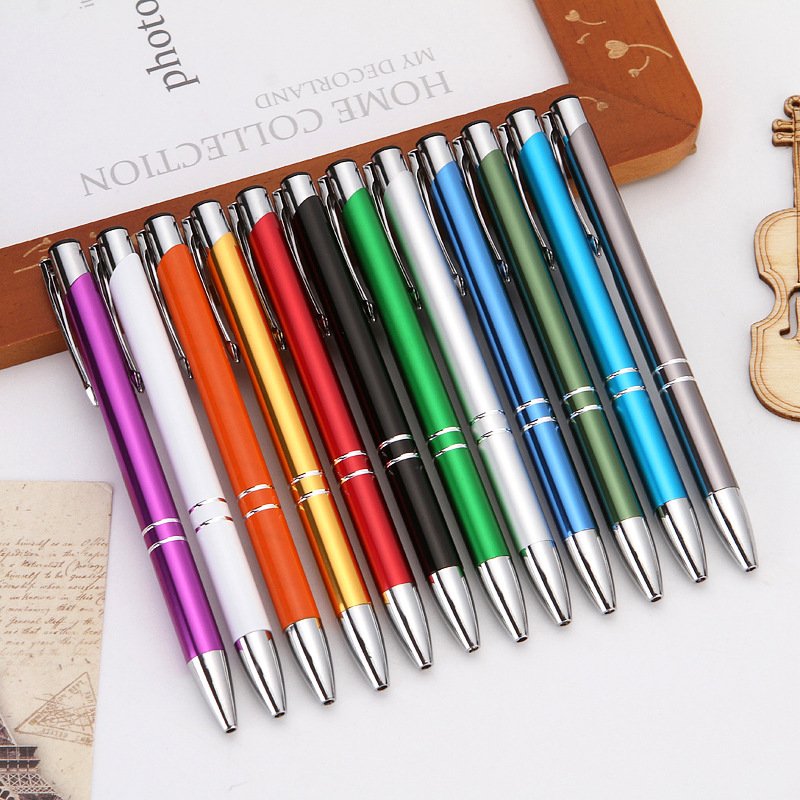 High Quality 1mm Fine Point Black Click Advertising Metal Ballpoint Pen Custom Logo Business Body Type for Promotions Wholesale