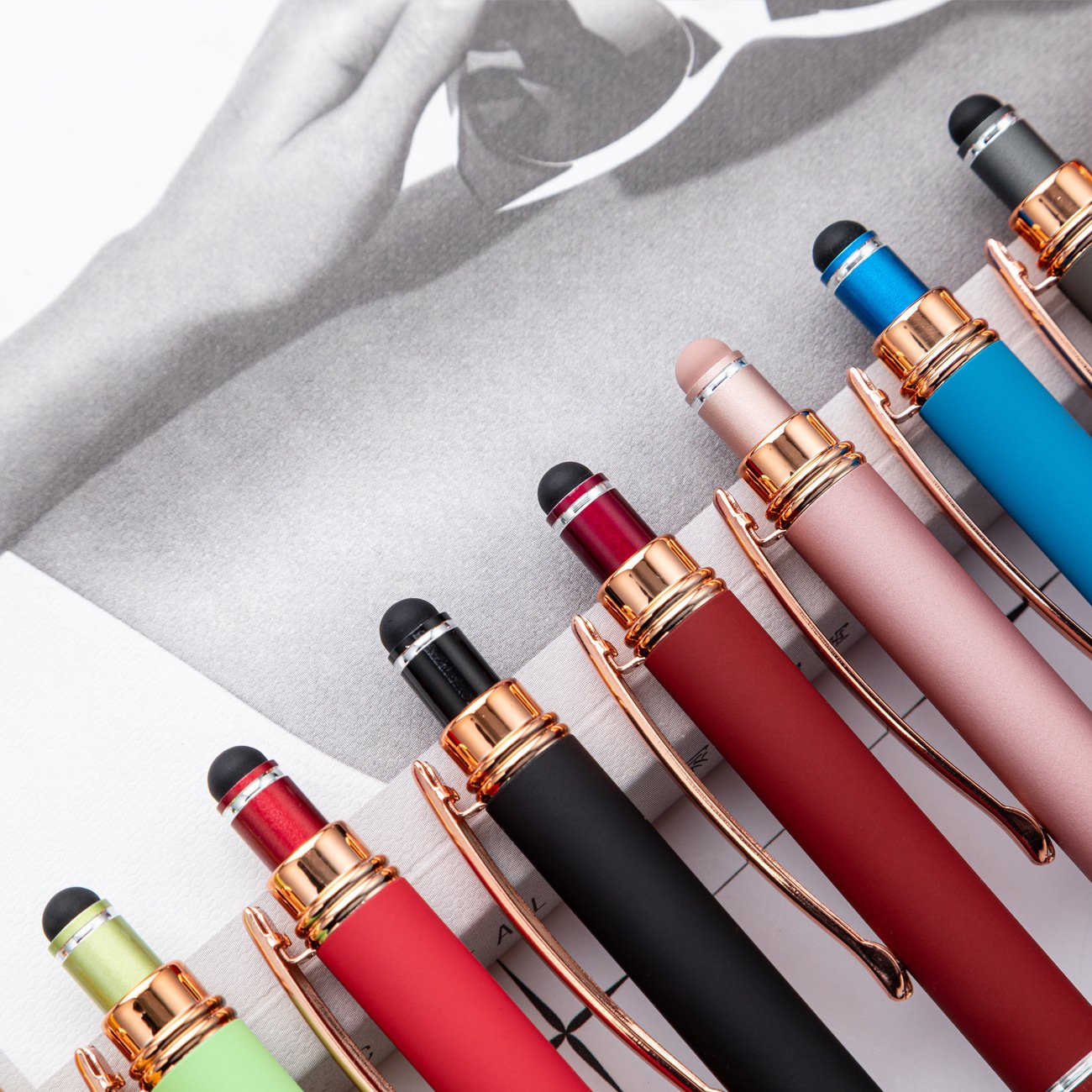 New Arrival Rose Gold Stylus Pen For Touch Screens Ball Point Pen Writing Soft Touch Stylus Metal Ballpoint Pen