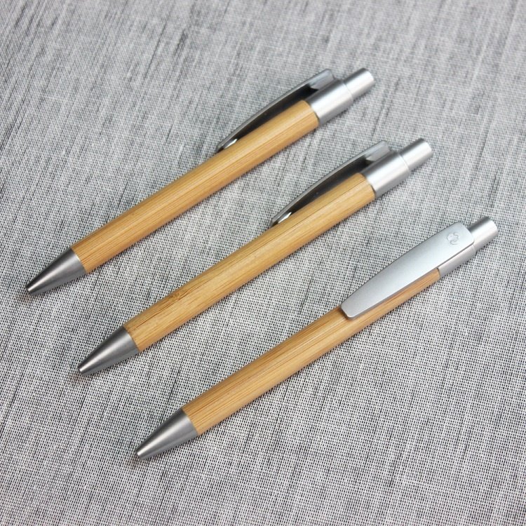 Custom Logo Printed ECO Friendly Bamboo Ballpoint Pen Bamboo Penholder Ball Point Gel Ink Promotional Pens