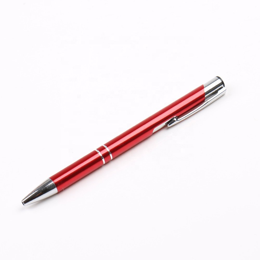 New Low MOQ High Quality Fast Delivery Classic Office Metal aluminum Rod Oxidation Ball Pen Press Promotional Gift Pen With Rims