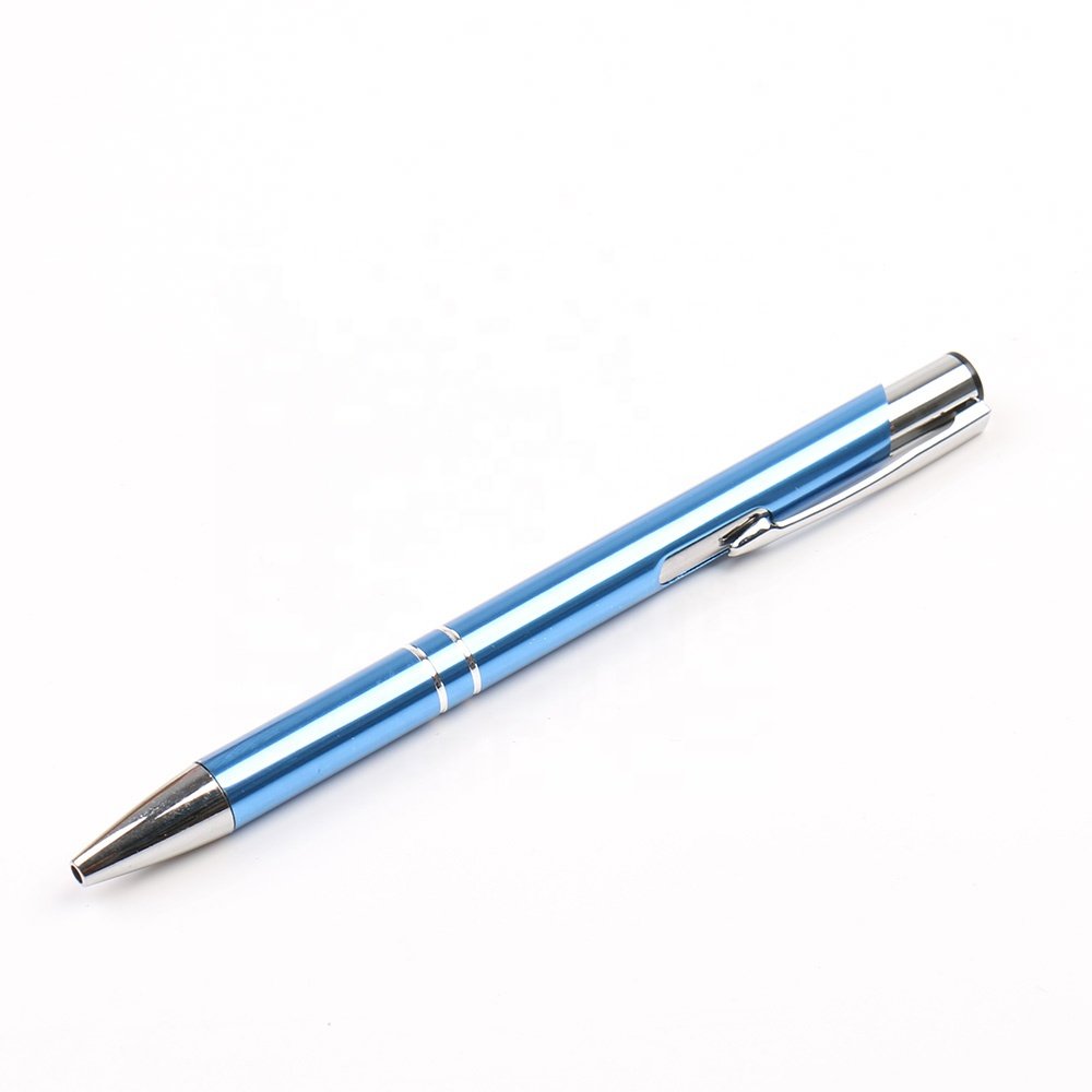 New Low MOQ High Quality Fast Delivery Classic Office Metal aluminum Rod Oxidation Ball Pen Press Promotional Gift Pen With Rims