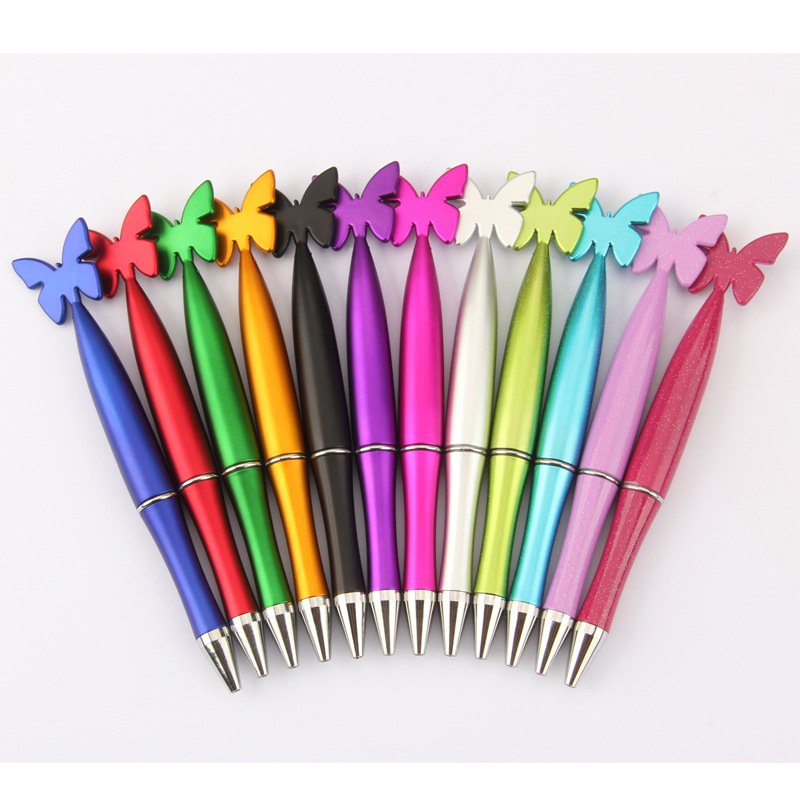 Popular promotion ballpoint pen custom cheap butterfly star flower heart shape cute plastic ball pen with print logo kids