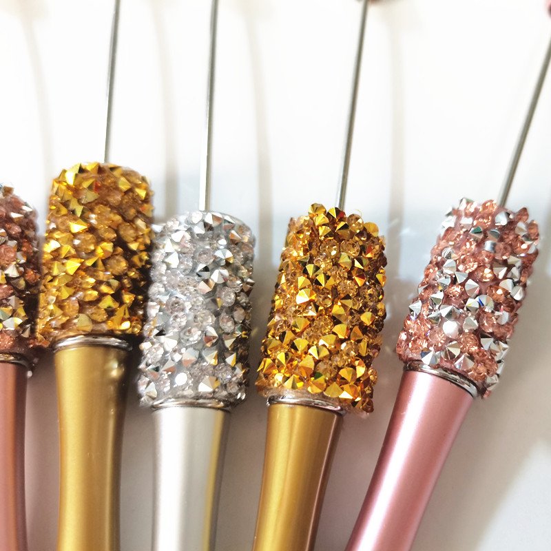 Diamond Bling New Style Promotional DIY Add Bead Pens Handcraft Decorative Plastic Ballpoint Bead Pens With Jewelry Bead Pen