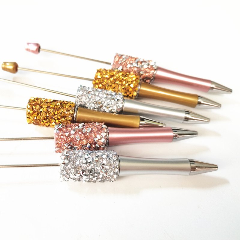 Diamond Bling New Style Promotional DIY Add Bead Pens Handcraft Decorative Plastic Ballpoint Bead Pens With Jewelry Bead Pen