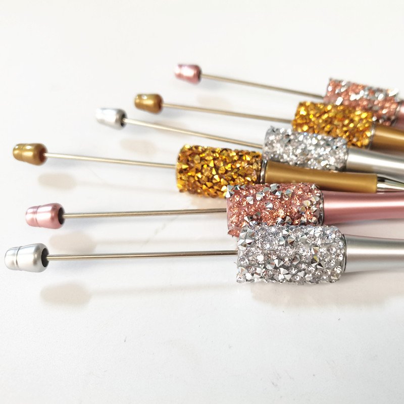 Diamond Bling New Style Promotional DIY Add Bead Pens Handcraft Decorative Plastic Ballpoint Bead Pens With Jewelry Bead Pen