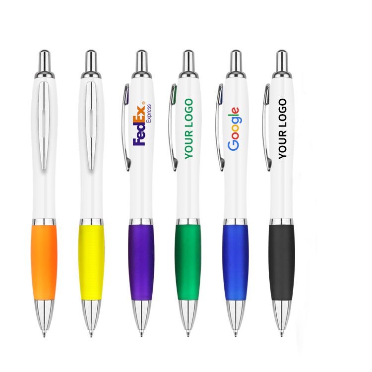 Bulk Purchase of High-End Silver Ballpoint Pens with White Finish and Personalized Logos for Promotional Purposes