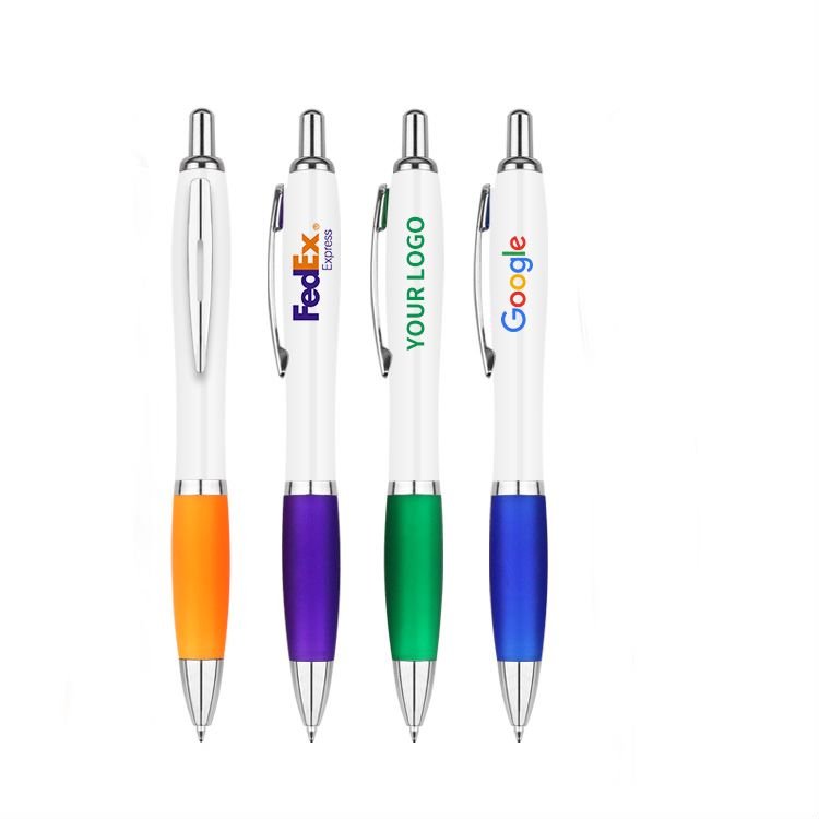 Bulk Purchase of High-End Silver Ballpoint Pens with White Finish and Personalized Logos for Promotional Purposes