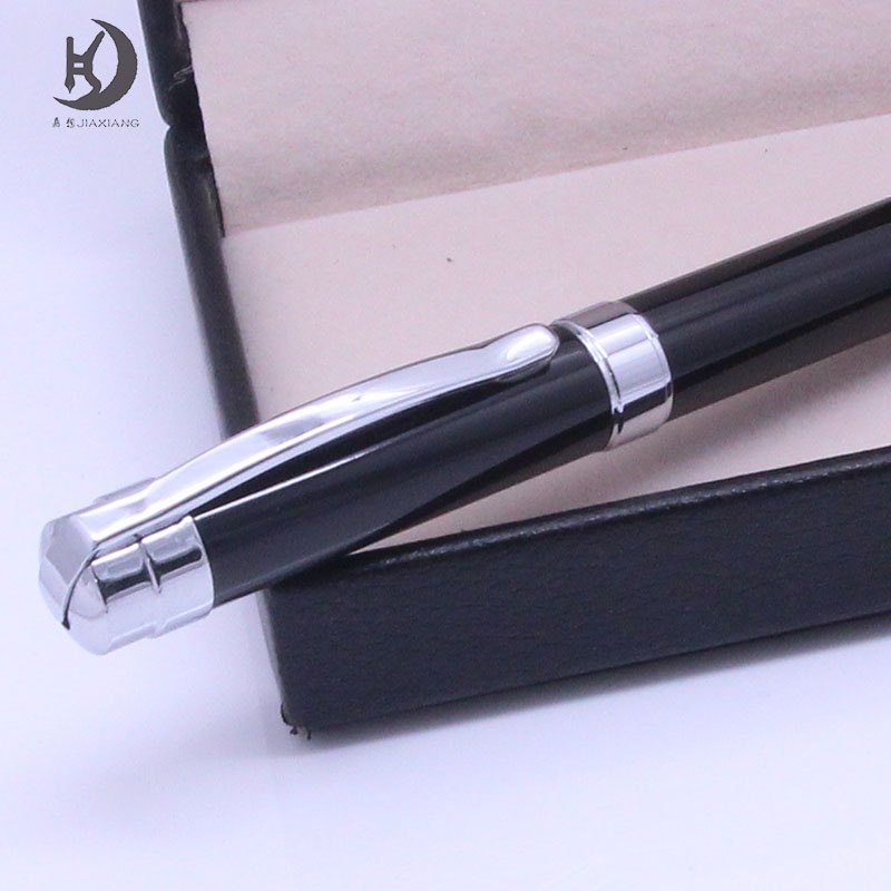 High quality luxury premium business gifts print logo heavy metal black fountain pen kit with custom pen design