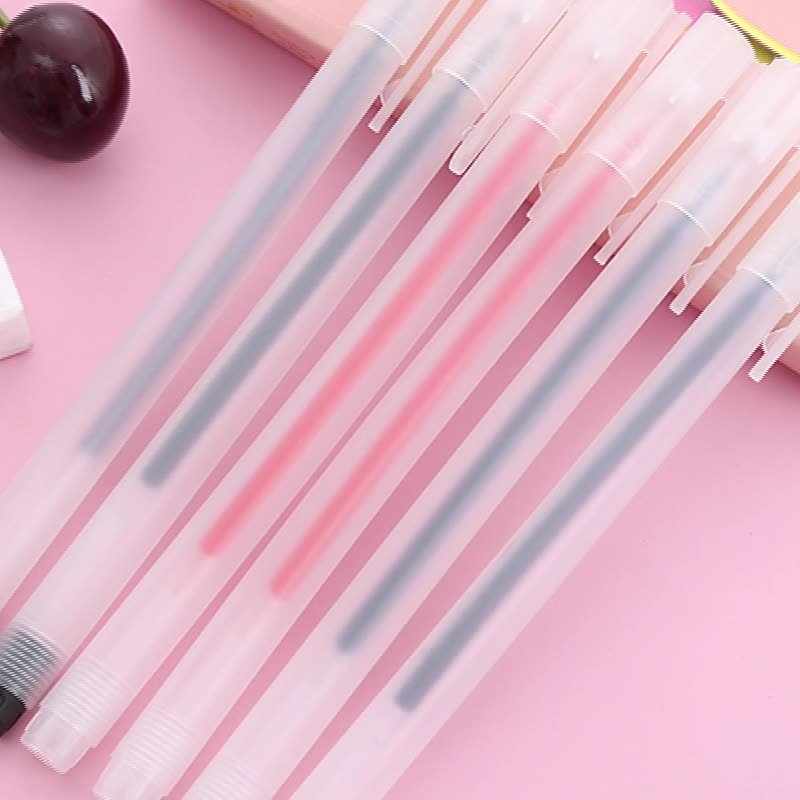 Transparent Frosted Plastic Gel Ink Pen 0.5mm Bullet Head Water Pen Learning Stationery Signature PenS