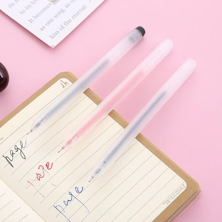 Transparent Frosted Plastic Gel Ink Pen 0.5mm Bullet Head Water Pen Learning Stationery Signature PenS