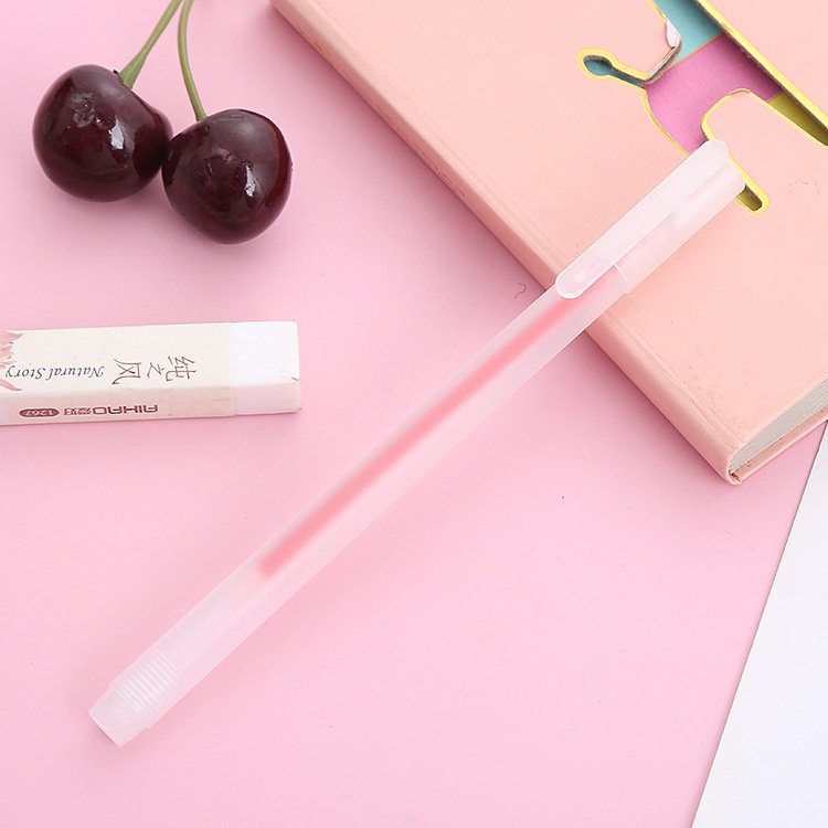 Transparent Frosted Plastic Gel Ink Pen 0.5mm Bullet Head Water Pen Learning Stationery Signature PenS