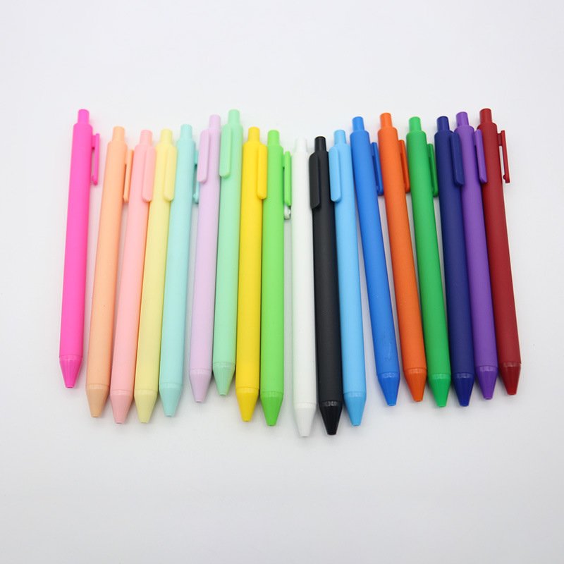 Hot Selling Wholesale Plastic Ballpen Custom Logo Printed Ballpoint Pen Multiple Color Retractable Soft Rubber Click Plastic Pen