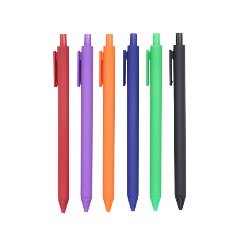 Hot Selling Wholesale Plastic Ballpen Custom Logo Printed Ballpoint Pen Multiple Color Retractable Soft Rubber Click Plastic Pen