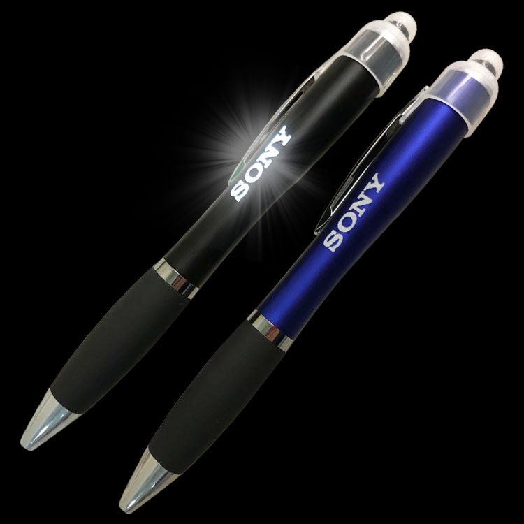 Creative LED Touch Screen Lightbox Ballpoint Pen Logo Custom Lightbox Advertising Pen Plastic Rotating Laser Luminous Pen