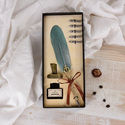 Black Ink Vintage Wedding Gift Signature Pen Office School Accessories Feather Quill Ballpoint Pen