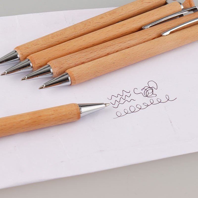 Maxwri High Quality Eco-Friendly Wooden Ball Pen Promotional Natural Wood Ballpoint Pen With Metal Clip For Office Writing