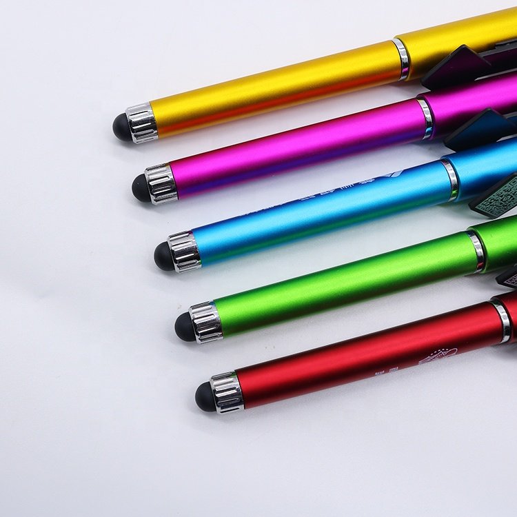 Promotional QR code advertising mobile phone stand stylus touch multi-function ballpoint pen