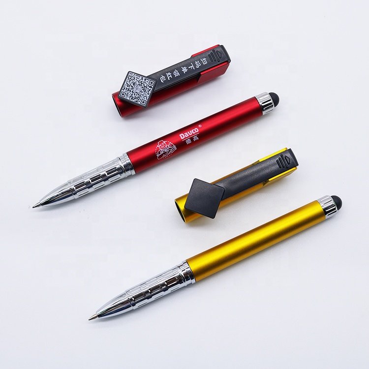 Promotional QR code advertising mobile phone stand stylus touch multi-function ballpoint pen