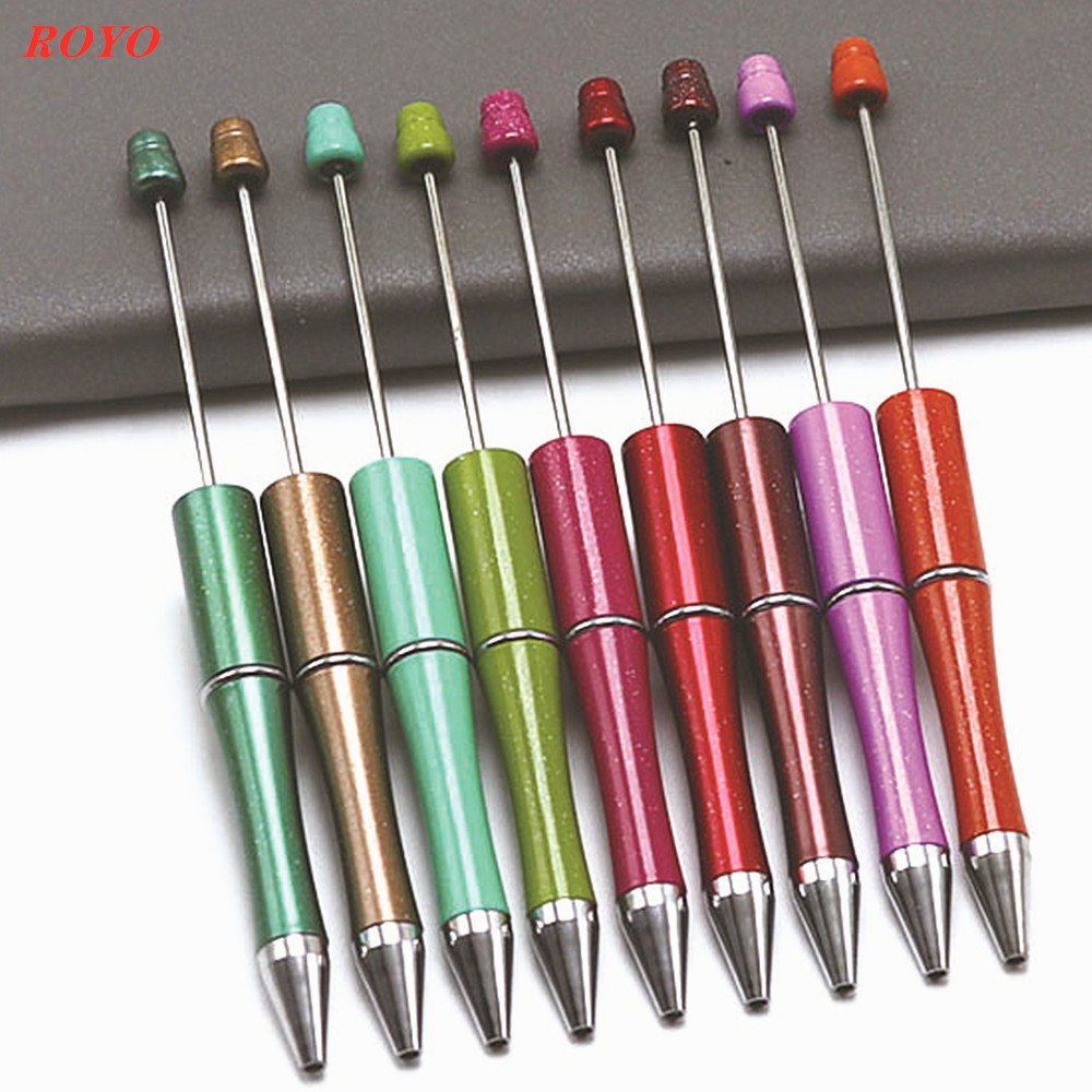 Hot Sell Novelty Beadable Creative Ball pen Decorative DIY Beadable Ballpoint Pen With Jewelry Metal Stainless Steel ballpen