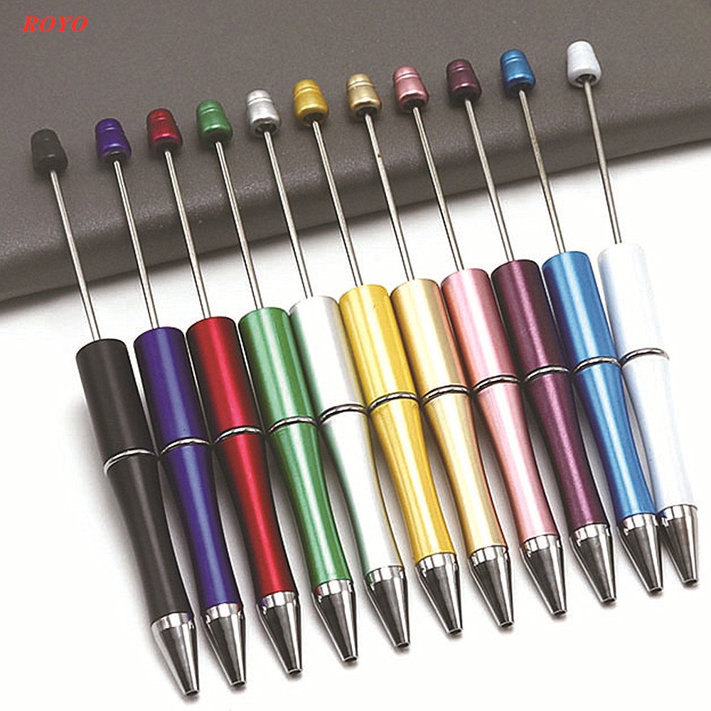 Hot Sell Novelty Beadable Creative Ball pen Decorative DIY Beadable Ballpoint Pen With Jewelry Metal Stainless Steel ballpen