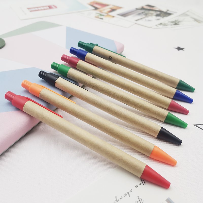 Hot Selling Eco-friendly Paper Krafts Custom Logo Ballpoint Pens Recycled Cardboard Low Price Promotion Gift Pens