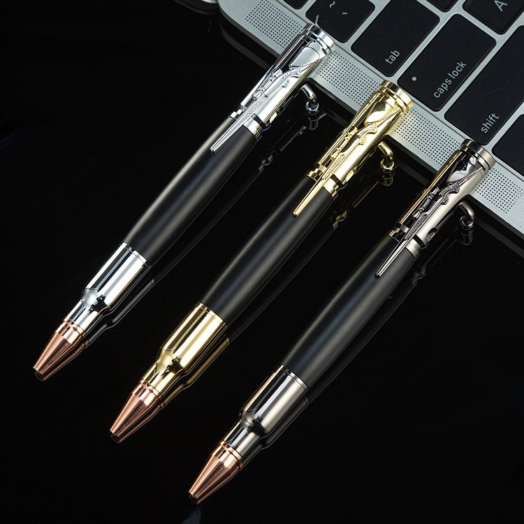 JH Creative Design Bullet Shaped Bolt Action Tactical Pen Rifle Design Clip Metal Luxury Gun Pen