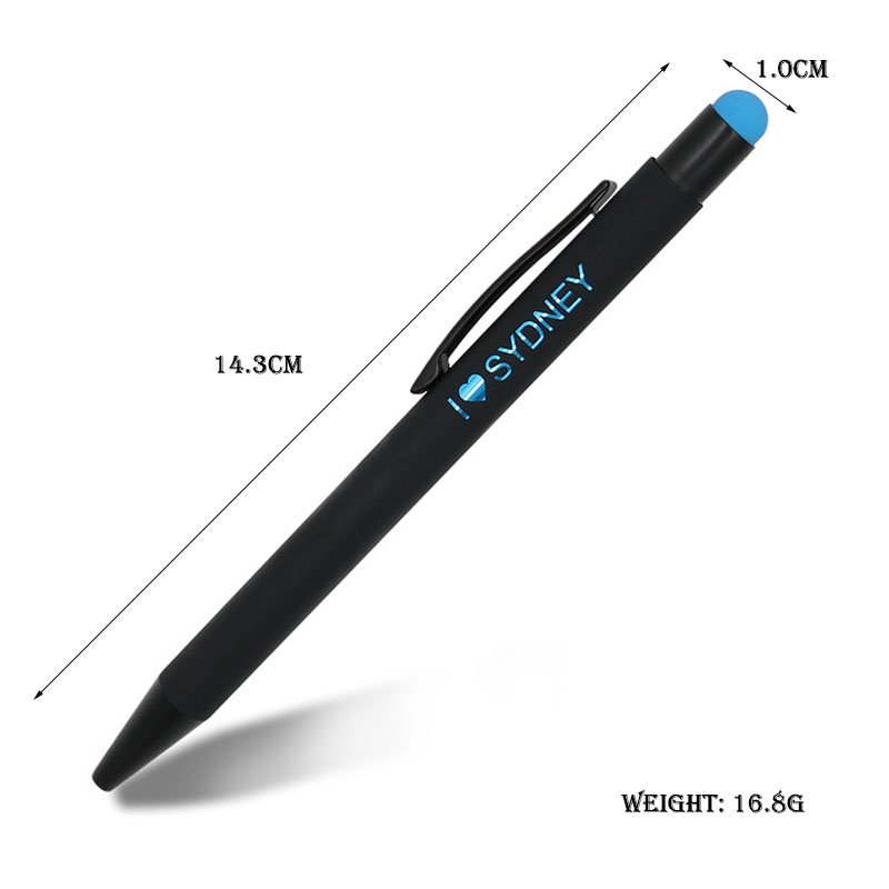 Promotional logo printed 1.0mm writing width metal ballpoint pen multi-color advertising gift stylus pen with rubber grip